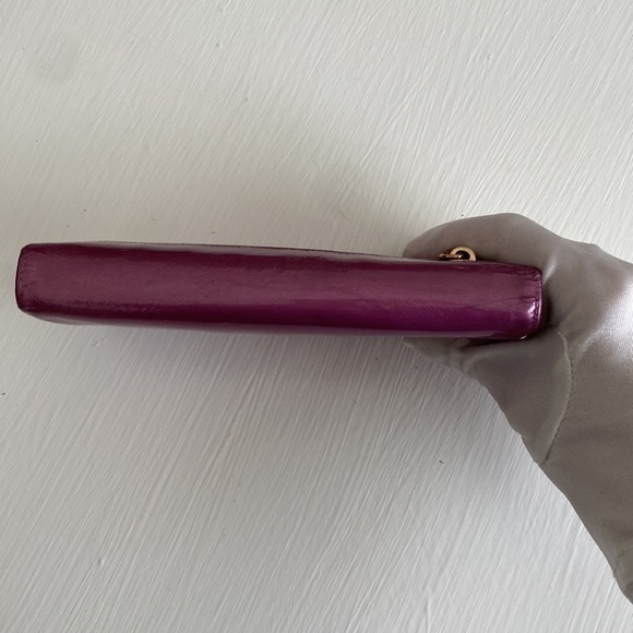PRADA Purple Saffiano Leather Double Snap Wallet with Gift Box Wallet on Chain - Picture 11 of 17